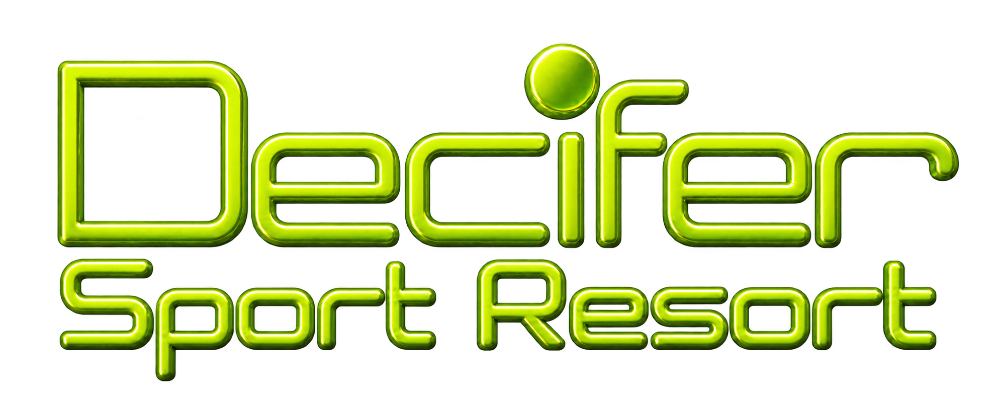 Logótipo verde Decifer Sport Resort em relevo tridimensional geométrico