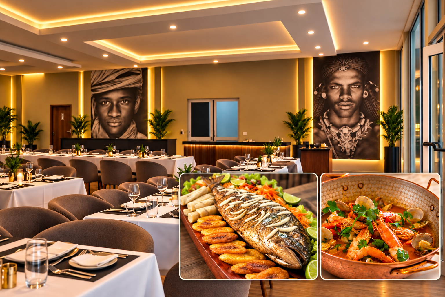 Peixe grelhado com acompanhamentos